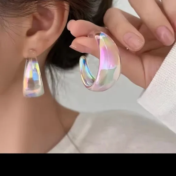 Hoop‎ Earrings Vintage Iridescent Women's Jewelry New f91