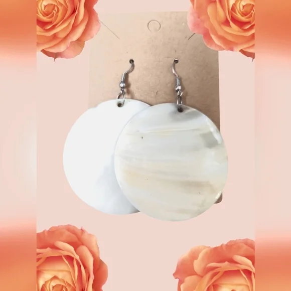 Genuine Shell Mother of Pearl Disk Earrings