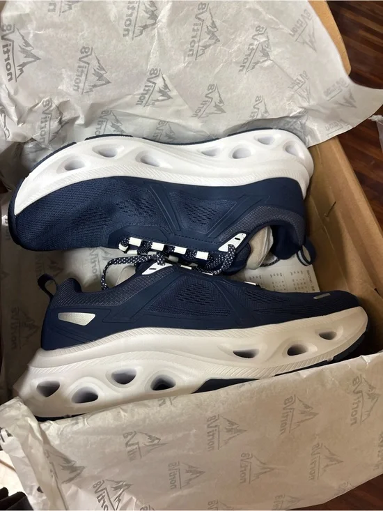 Men's Athletic Running Shoes in Navy and White - Lightweight Performance