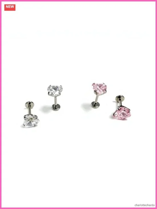 G23 Titanium Stud Earrings 2 Pair Value Set, 18G Hypoallergenic Piercing Studs