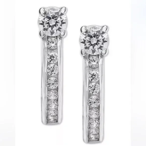 NWT GIANI BERNINI Small CZ Huggie Hoop Earrings in Sterling Silver, 0.5