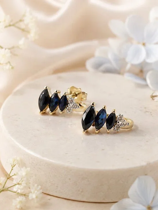Deep Ocean Sapphire Earrings