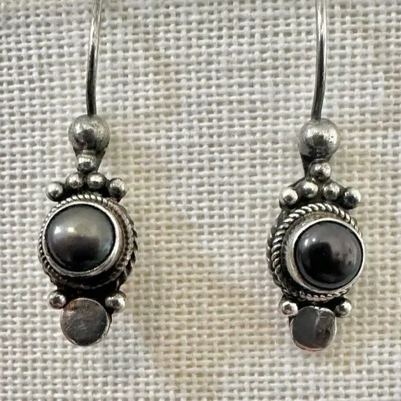 Sterling Silver Gray Hematite Artisan Earrings