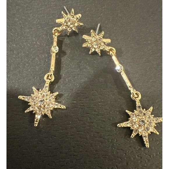 Rhinestone Dangle Earrings Women's‎ Silver Tone Costume