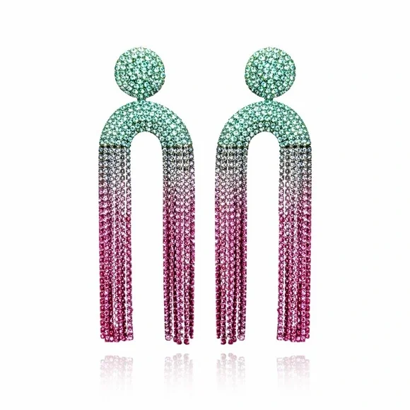 ⚜️ Elegant Pink and Green Ombre Earrings