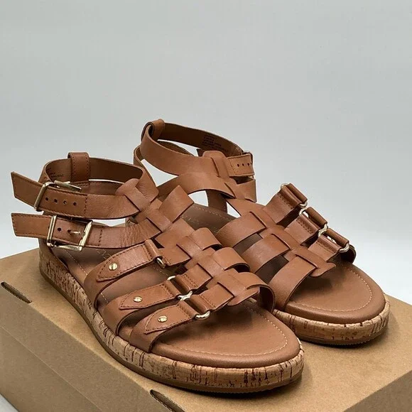 Crown Vintage Gladiator Sandal Womens 8.5 Brown Leather Adjustable Strap Eby4482