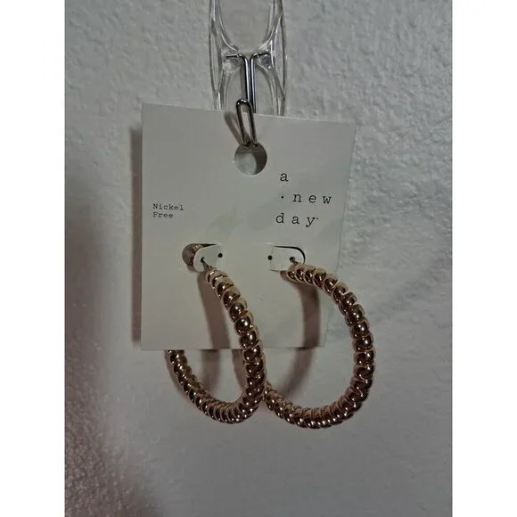 NWT A New Day Hoop Earring Set Gold Nickel Free Spiral Coil Style
