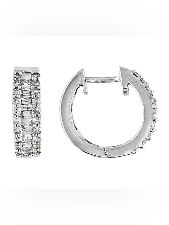 White Diamond Rhodium Over Sterling Silver Earrings 0.50ctw
