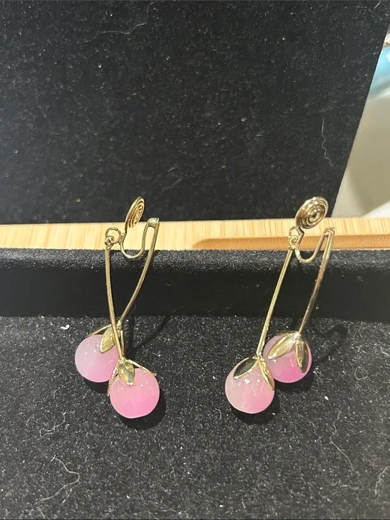 Pink clip on earrings