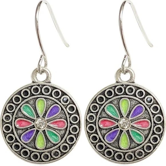 Bohemian Round Geometric Drop Earrings