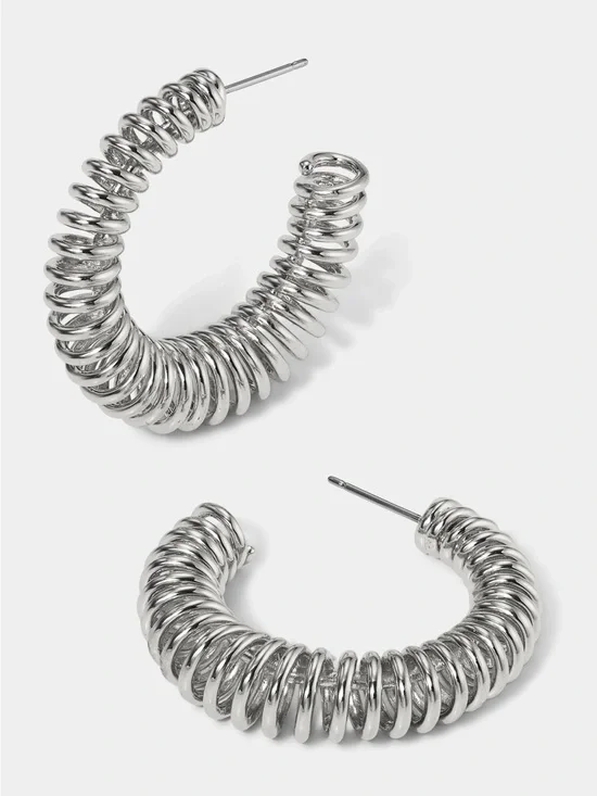 NÁDRI Juno Coil Wire Hoop Earrings Silver