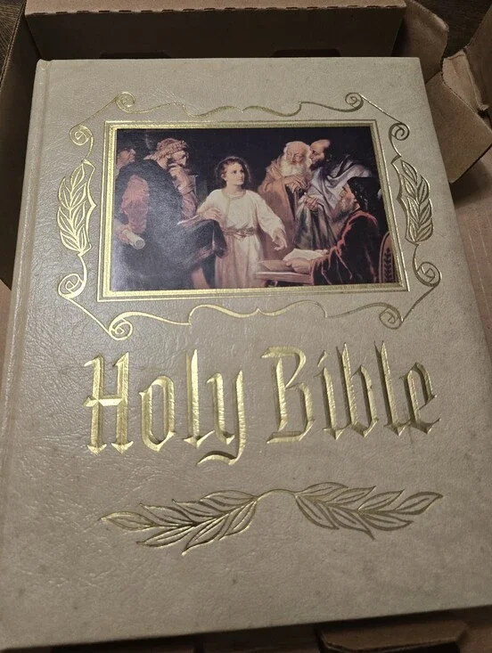 Holy Bible Hardcover in Cream with Gold Embossing