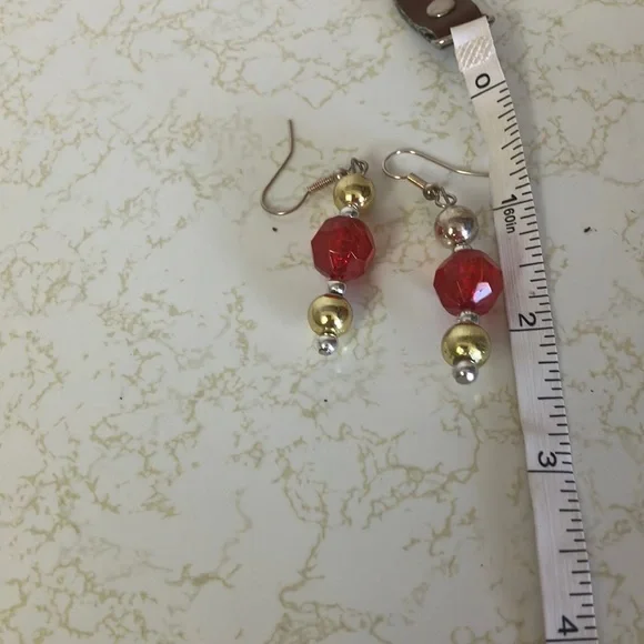 Elegant Red and Gold Earrings