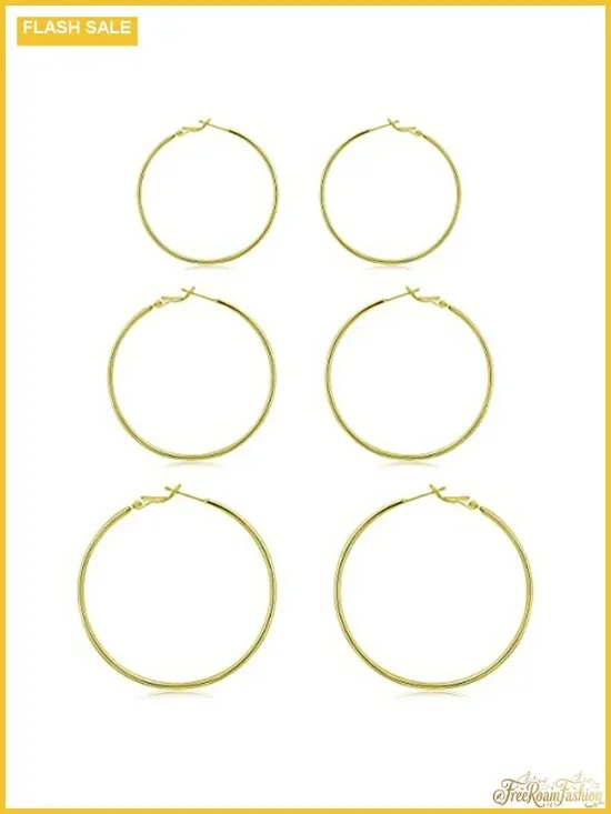 3 Pairs Sterling Silver Large Hoop Earrings Set for Women 40 50 60MM
