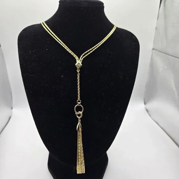 Vera Bradley Gold Tone Lariat Necklace Multi Strand