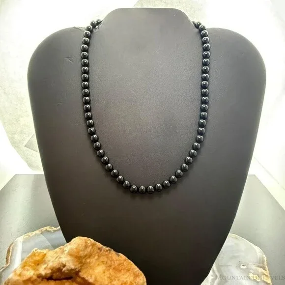 Sterling Silver 6mm Onyx Beads 16