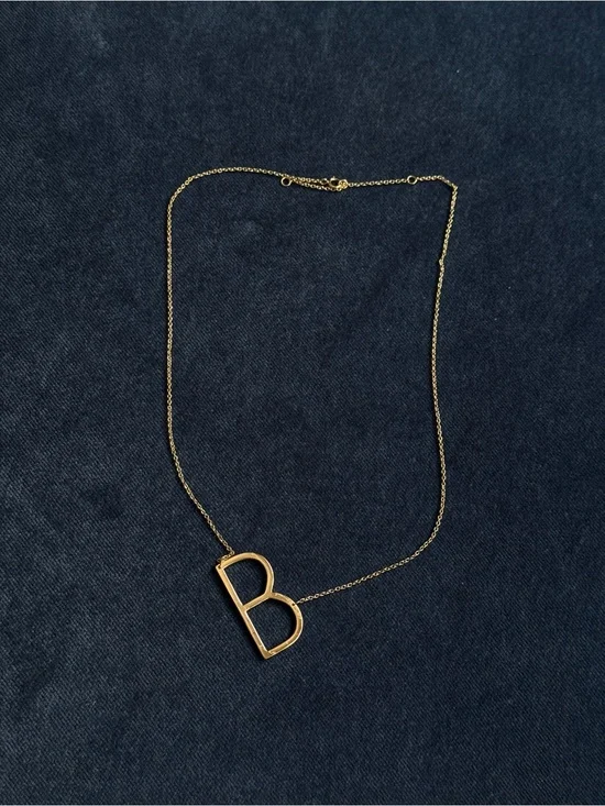925 SterlingSilver gold plated initial B necklace pendant
