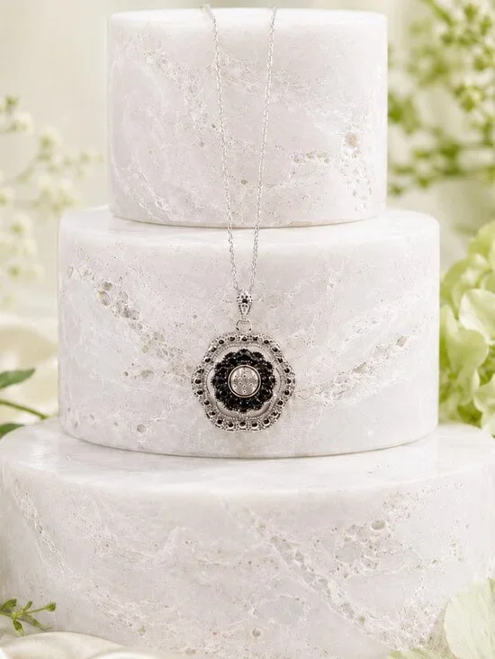 Black & White Diamond Pendant Necklace