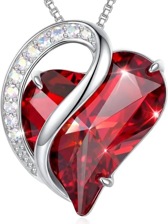 Sparkling Crystal Heart Pendant Necklace for Women, Adjustable 18
