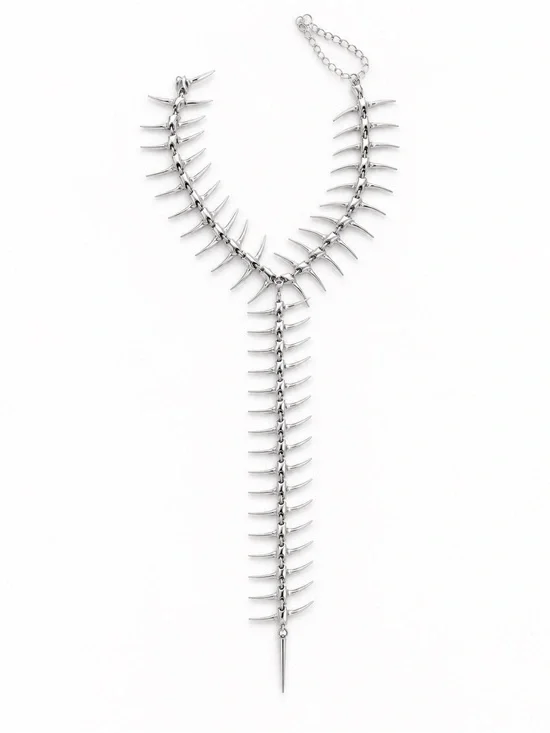 Silver Spine-Back Statement Necklace
