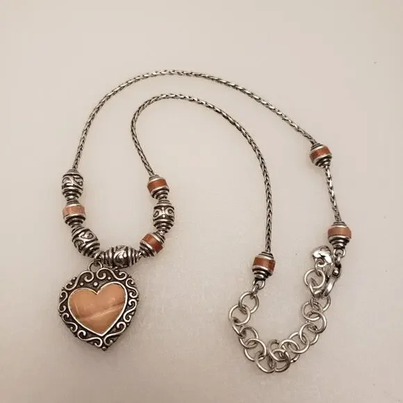 Brighton Park Avenue pink leather heart pendent‎ necklace vintage
