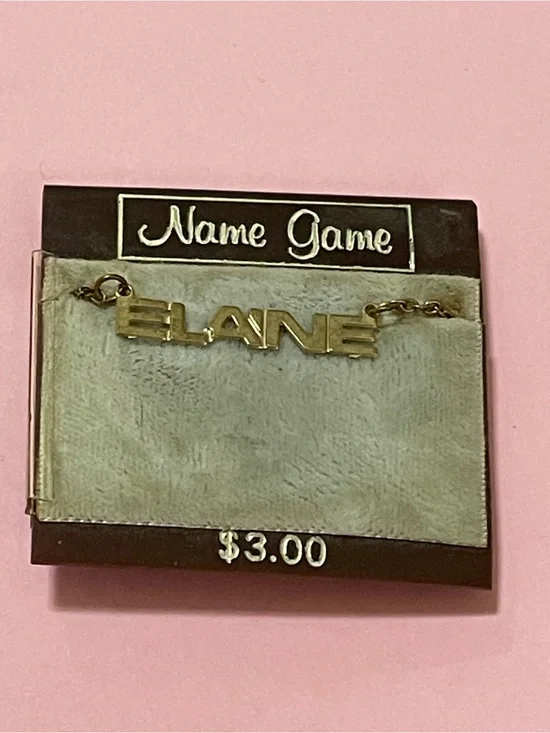 Vintage Name Game Personalized Elaine Gold Tone Necklace #9621 NEW 💎