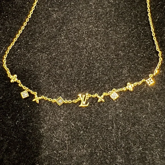 Louis Vuitton Gold Monogram Charm Necklace