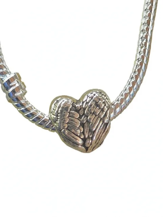 S925 Sterling Silver Angel Wing Heart Clip / Heart of Angel Wings Charm