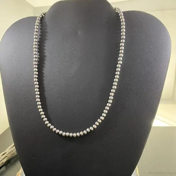 Sterling Silver Navajo Pearl Beads Necklace Length 18