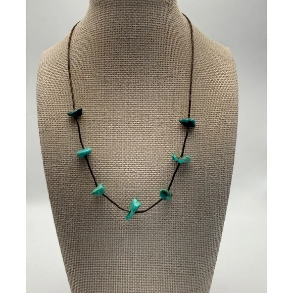 Turquoise Blue Liquid Silver Necklace Heishi Southwestern Y2k 90s Grunge Skater