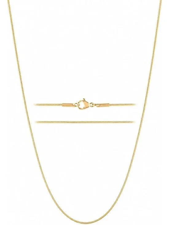 Elegant 24K Gold Plated Snake Chain Necklace for Women - Thin Stainless Steel
