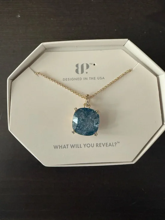Bomb Party Silver Lining of You Lab Created Ice Sapphire Necklace Gold Plating
