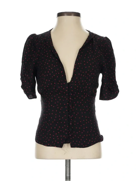 Reformation Black Top with Red Polka Dots