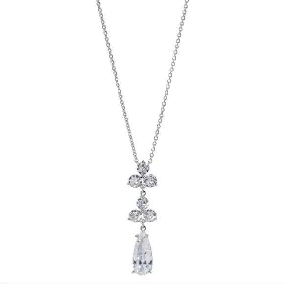 Elio Danori Silver-Tone Mixed Stone Lariat Necklace 16” + 2” Extender | Bridal F