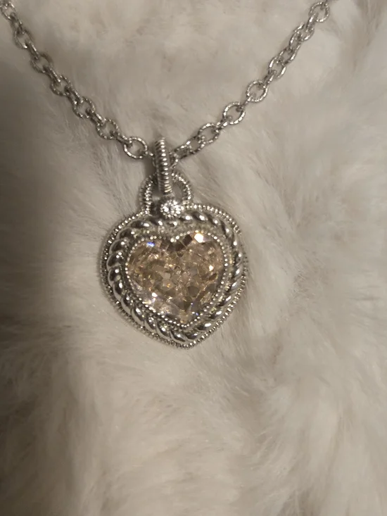 Judith Ripka Silver Heart Pendant with Champagne Stone