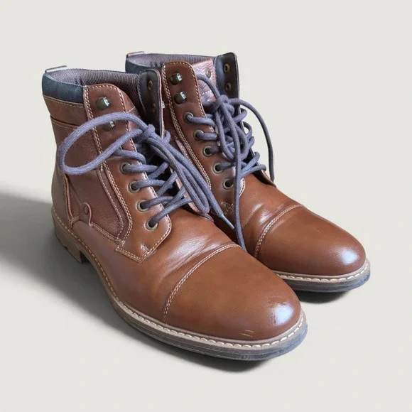 Sonoma Goods for Life Graham Cognac Brown Cap Toe Lace Up Boots Mens 10.5