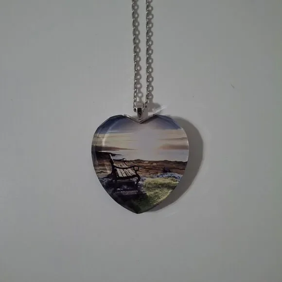Heart Bench Scenic View Past Loved Ones Always Near Love Pendant Necklace Death