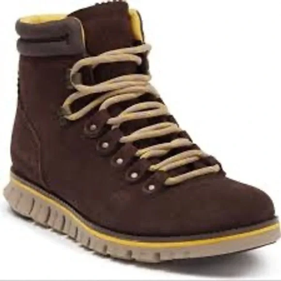 Cole Haan Zerogrand Hiker‎ Boots Brown Suede Yellow C31523 Mens 11.5