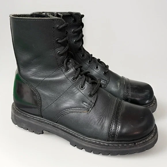 Bates Mens 8.5M Paratrooper Combat Boots Leather Black EO2184 Side Zip