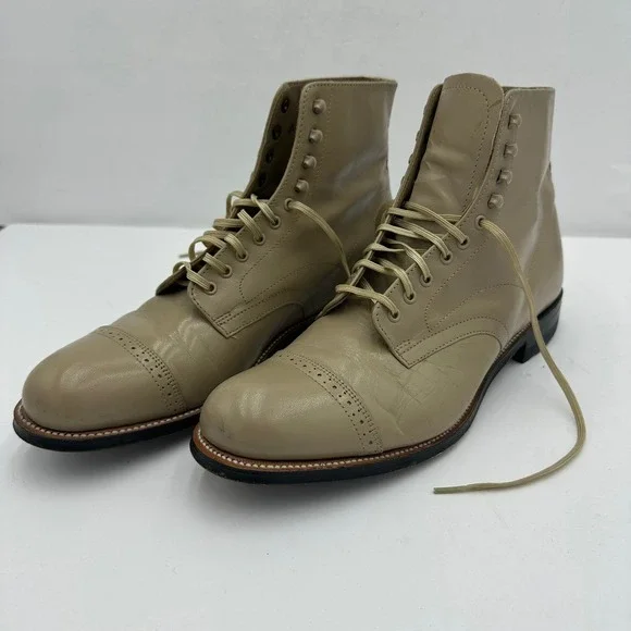 Stacy Adams Madison Tan Leather Cap Toe Goodyear Welted Boots Mens 8.5 D