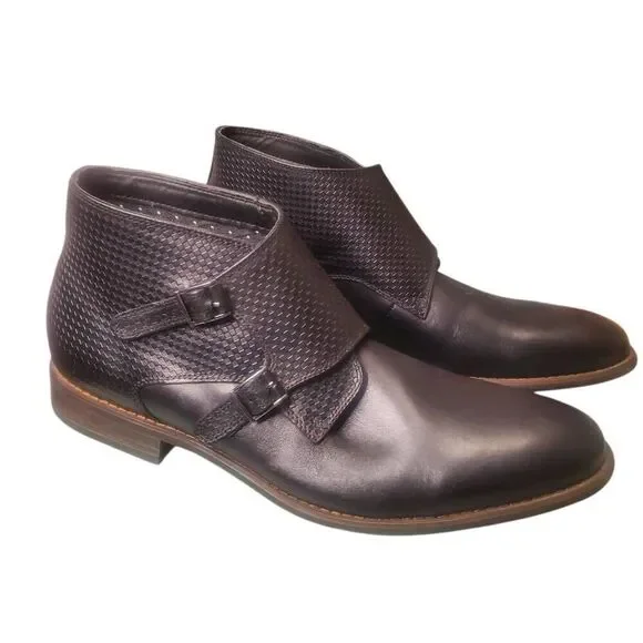 La Milano Gino II Black Leather Monk Strap Shoes Boots Size 12