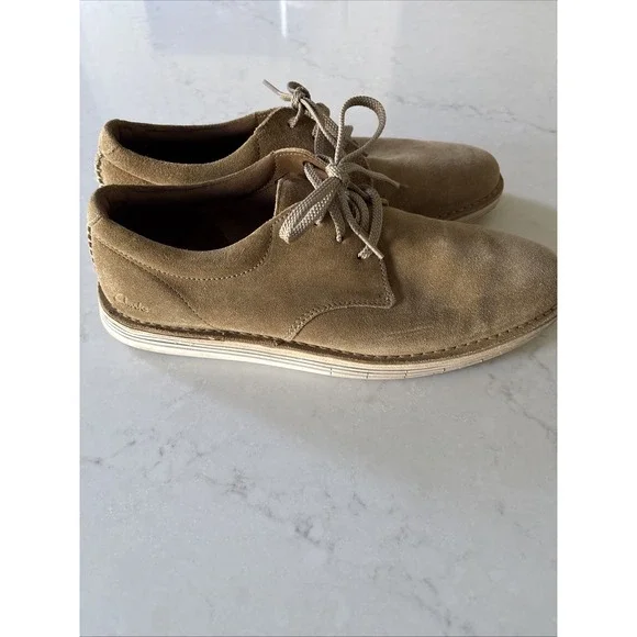 Clark's‎ Men's 9.5 Suede Leather Casual Shoes 15522 Dark Sand Oxford Lace Up
