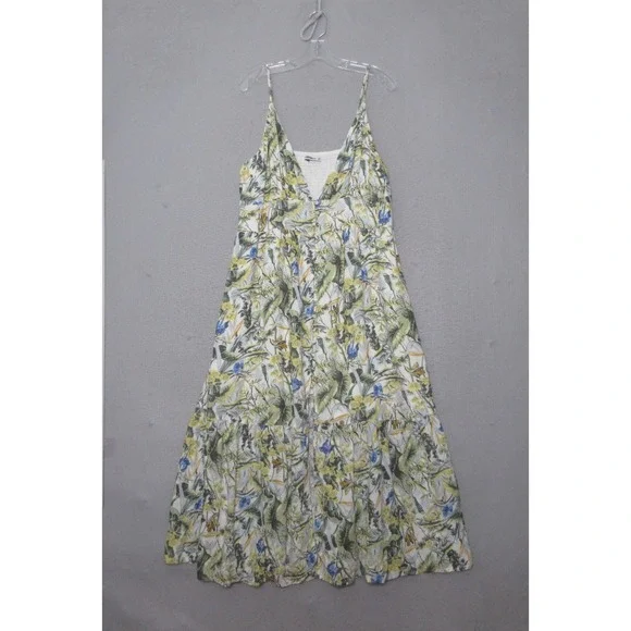 Abercrombie & Fitch Dress XLP Floral Maxi Tropical‎ Linen Blend Smocked Boho