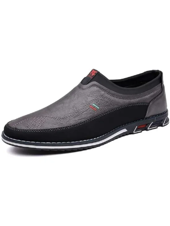 Men's Dark Grey Textured Pebbled Leather Pointed Toe Comfort Driving Loafer Shoe