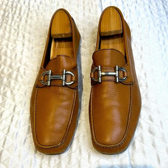 Salvatore Ferragamo Men's Leather Bit Loafers in Cognac Brown