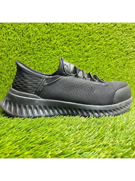 Skechers‎ Tilido-Fletchit Mens Size 7E Black Composite Toe Work Slip-Ins Shoes