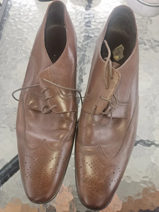 Saks Fifth Avenue Brown Leather Wingtip Derbys