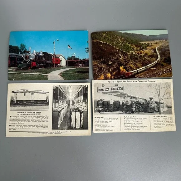 Vintage Railroad Postcards Lot 4 Burlington Route Santa Fe Baldwin Locomotive