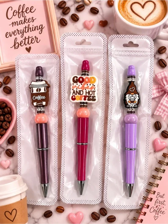 ☕✨ NEW Coffee-Themed Novelty Pens – Set of 3 ✨☕