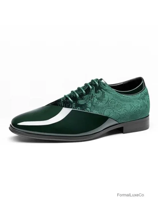 Men's Patent Velvet Lace-Up Oxford Dress Shoes Formal Tuxedo